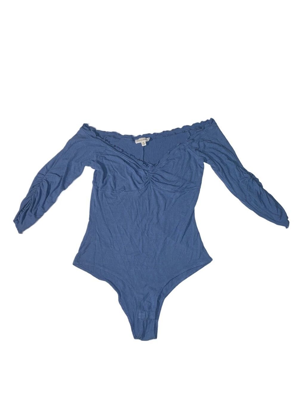 Women's Dance & Marvel Blue Ribbed Off-Shoulder Bodysuit M